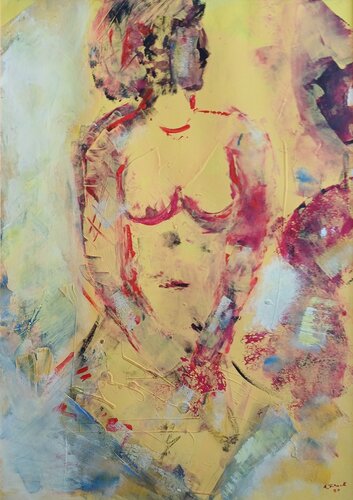 Abstrakter Akt in Gelb von Andrea Finck, Werk auf Papier kaufen auf Singulart