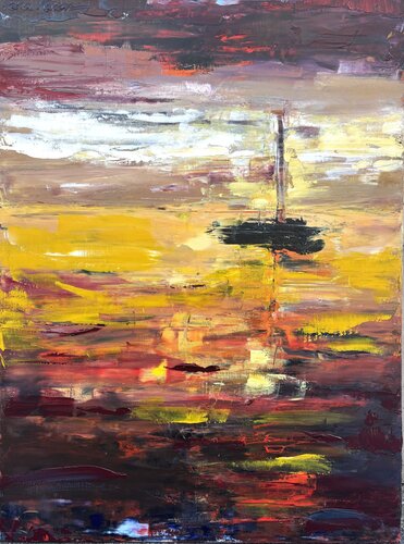 Coucher de soleil sur la mer ( APUS) par Petra Marian, Peinture en vente sur Singulart