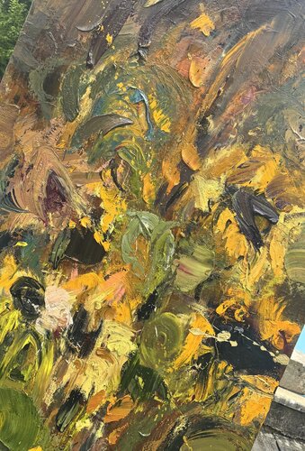 Le vent dans la chevelure de tournesols par Petra Marian, Peinture en vente sur Singulart