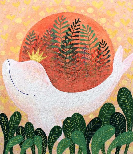Let's make your wish come true_Under the moonlight van Byeol Muffin, Schilderij te koop op Singulart