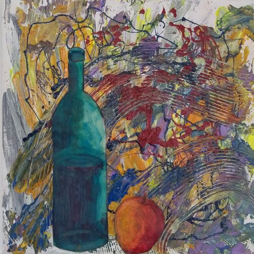 NATURA MORTA CON BOTTIGLIA di Vincenzo Cesetti, Pittura in vendita su Singulart
