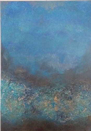 BLUE & GOLD  LANDSCAPE von Vincenzo Cesetti, Malerei kaufen auf Singulart