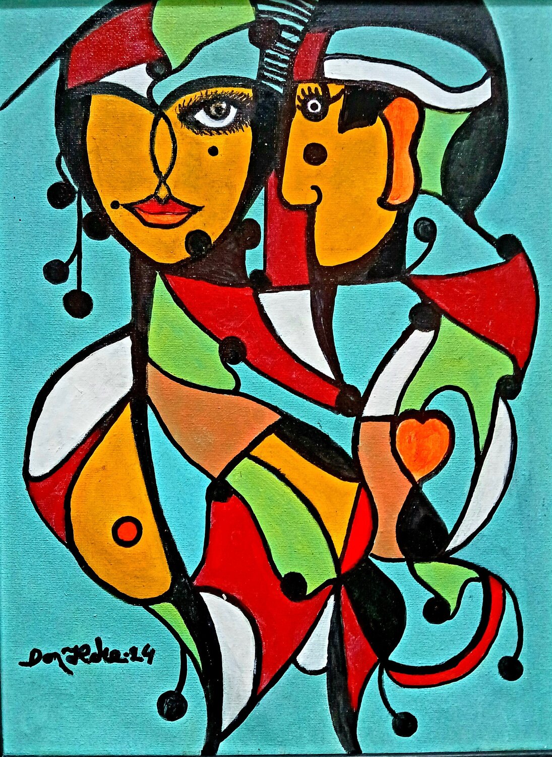 the lovers Heikki [Don Heke] Romppanen Dipinto originale in vendita