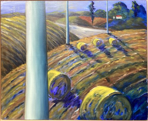 The Isle of Møn I, with windmills di Anne-Tjerk Mante, Pittura in vendita su Singulart