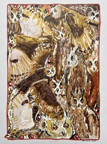 It's all about the owls by Anne-Tjerk Mante, 소묘 for Sale on Singulart