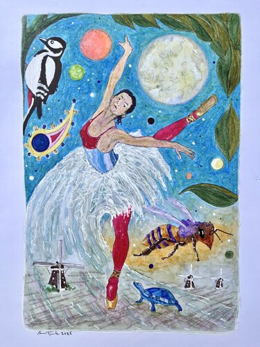 Ask the blue turtle par Anne-Tjerk Mante, Dessin en vente sur Singulart