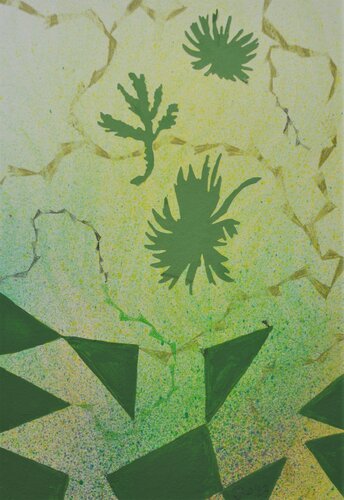 Flow - green seaweed van Susie Wright, Werk op papier te koop op Singulart