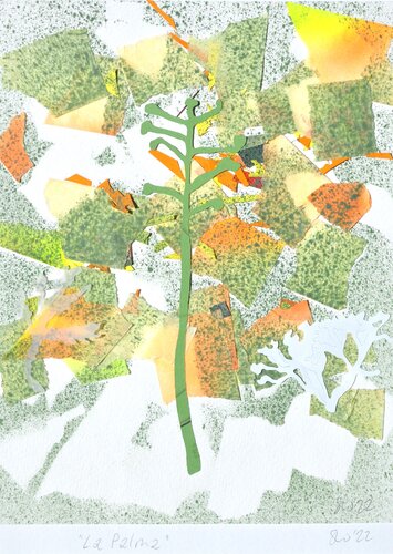 La Palma - green collage van Susie Wright, Andere media te koop op Singulart
