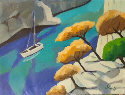 Le bateau blanc dans les Calanques Michel Phelippeau