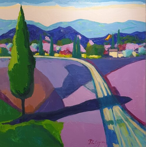 Paysage au cyprés di Michel Phelippeau, Pittura in vendita su Singulart