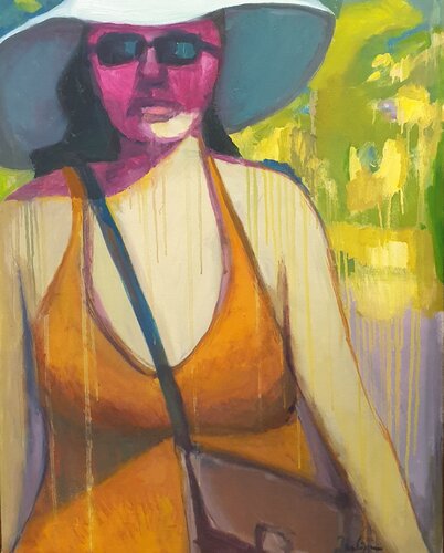 La femme au chapeau van Michel Phelippeau, Schilderij te koop op Singulart