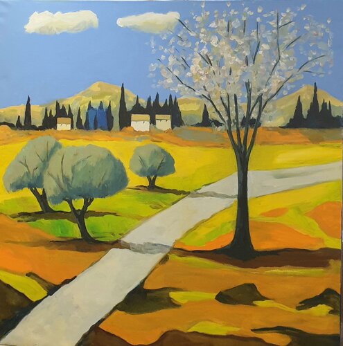 L'amandier en fleurs di Michel Phelippeau, Pittura in vendita su Singulart