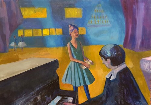 La danseuse et le pianiste di Michel Phelippeau, Pittura in vendita su Singulart