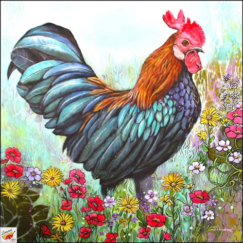 Stolzer Hahn de Monika Linard, Pintura a la venta en Singulart