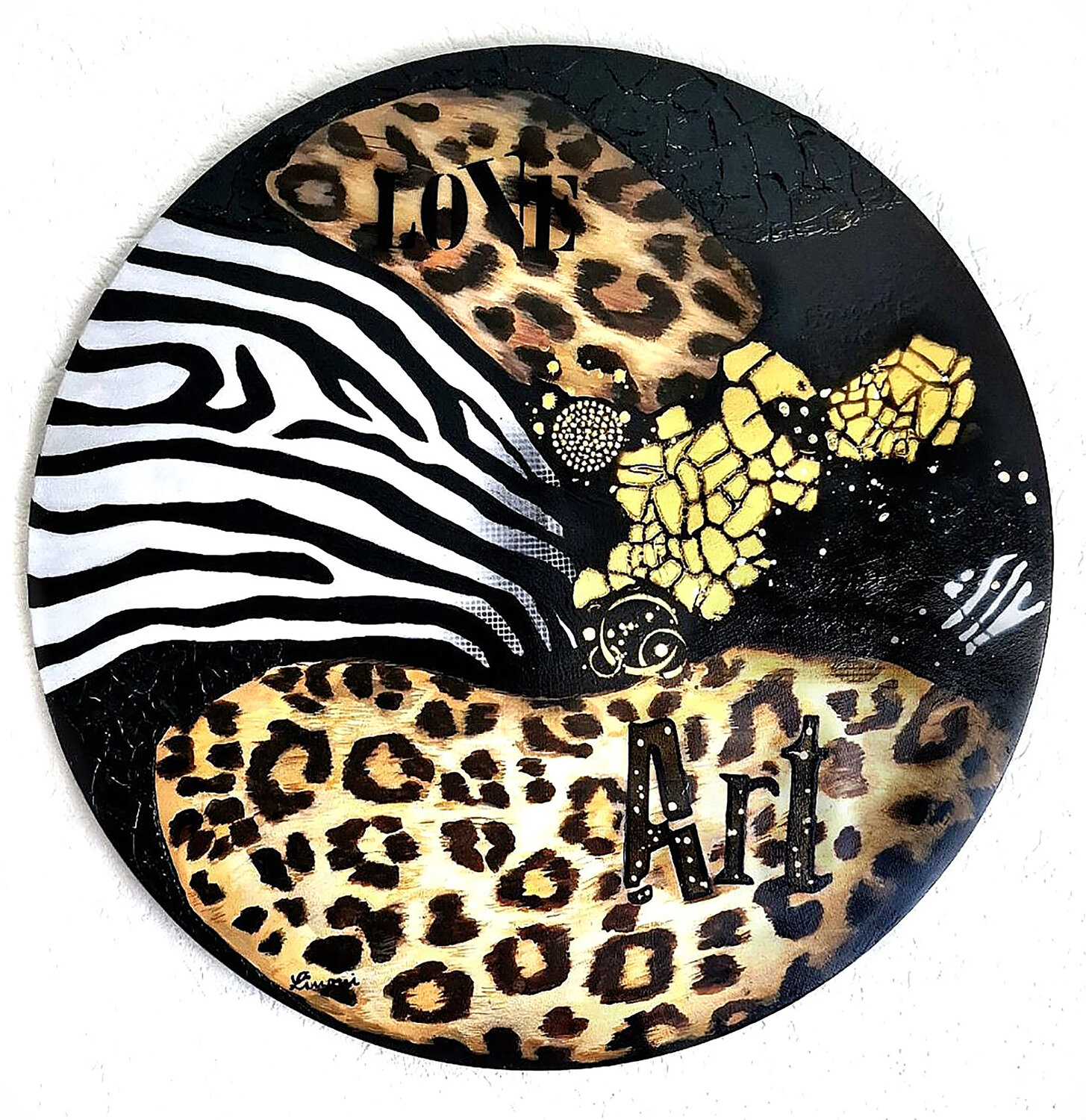 Modern Afrika (75 Durchmesser, Crackle, Strukturpaste) Monika Linard