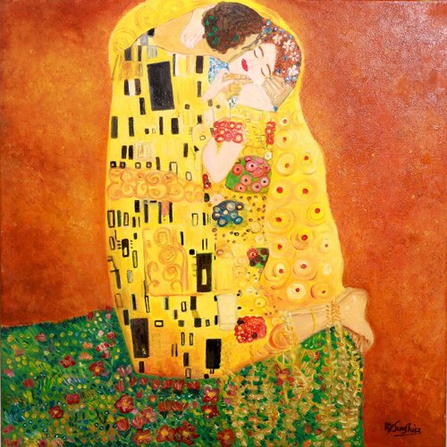 "Il bacio di klimt copia d autore" van My Sunshine, Schilderij te koop op Singulart