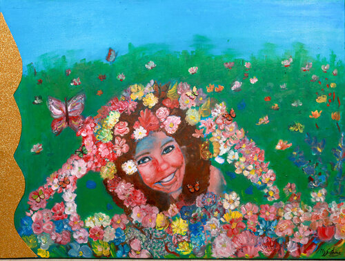"Felice tra i fiori" by My Sunshine, Painting for Sale on Singulart