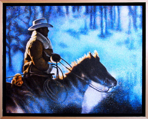Cowboy 2, Im Winterwald di Wolfgang Eberhardt, Pittura in vendita su Singulart