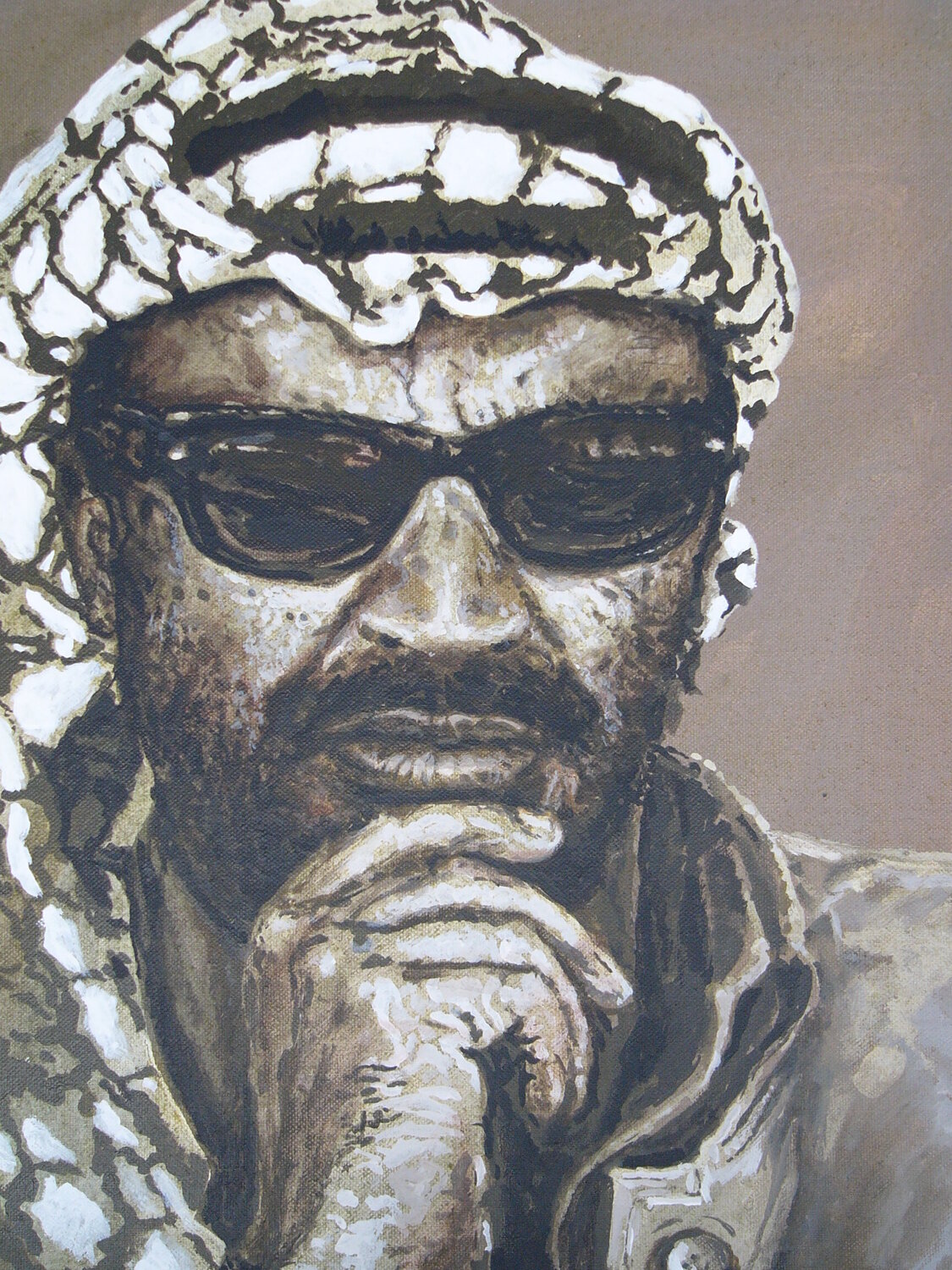 Arafat, aus der 20 teiligen Serie "Good Guys - Bad Boys" Wolfgang Eberhardt Originalgemälde zu verkaufen