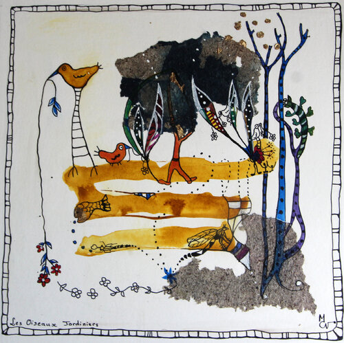 Les Oiseaux jardiniers di Valentine Carre, Disegno in vendita su Singulart