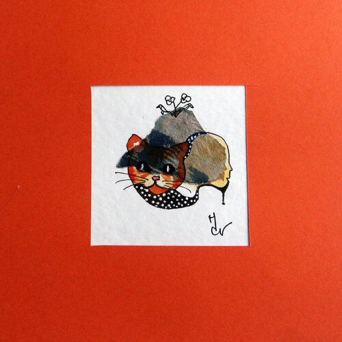 Chat au visage von Valentine Carre, Malerei kaufen auf Singulart