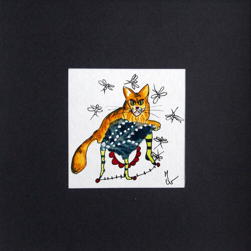 Chat aux libellules di Valentine Carre, Pittura in vendita su Singulart