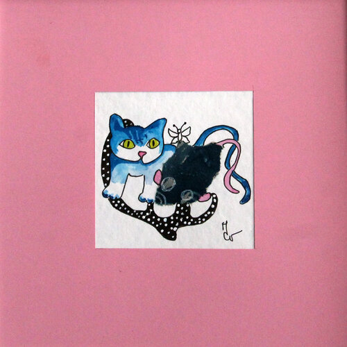 Chat et souris von Valentine Carre, Malerei kaufen auf Singulart