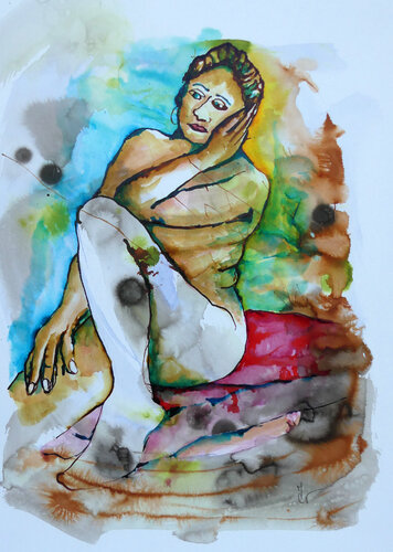 La penseuse von Valentine Carre, Werk auf Papier kaufen auf Singulart