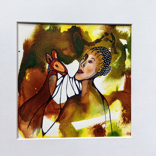 Femme à la Biche by Valentine Carre, Work on Paper for Sale on Singulart