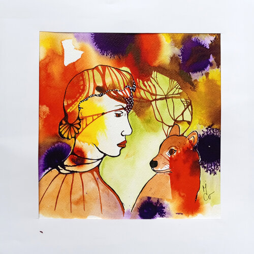 Enfant au Renardeau by Valentine Carre, Work on Paper for Sale on Singulart