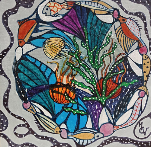 Ronde des Poissons, les méduses di Valentine Carre, Pittura in vendita su Singulart