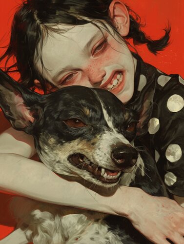 Dog Red Giclée Print 50x70 cm - Animal Instinct #220 von Roger Haus, Druck kaufen auf Singulart