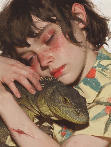 Iguana Giclée Print 30x40 cm - Animal Instinct #180 di Roger Haus, Stampa in vendita su Singulart