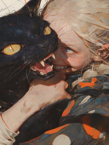 Angry Cat Giclée Print 30x40 cm - Animal Instinct #110 van Roger Haus, Afdruk te koop op Singulart