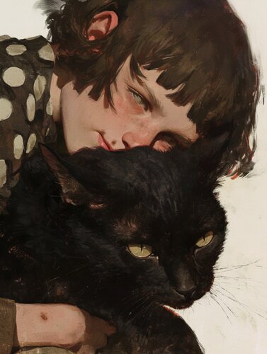 Black Cat Giclée Print 50x70 cm - Animal Instinct #5 von Roger Haus, Druck kaufen auf Singulart