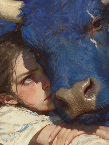 Blue Bull Giclée Print 30x40 cm - Animal Instinct #1 von Roger Haus, Druck kaufen auf Singulart