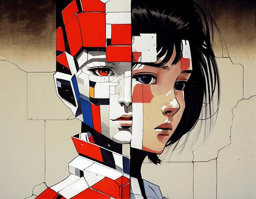 Robot Giclée Print 50x70 cm - 虚の関係 - Imaginary Relationship von Roger Haus, Druck kaufen auf Singulart