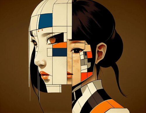 Robot Giclée Print 50x70 cm - 罅割れ - Cracks van Roger Haus, Afdruk te koop op Singulart
