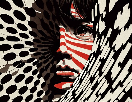 Black and Red Pattern Giclée Print 30x40 cm - 損失 - Loss von Roger Haus, Druck kaufen auf Singulart