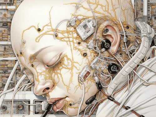 White Cyborg Giclée Print 30x40 cm - データの夢 - Data Dreams von Roger Haus, Druck kaufen auf Singulart