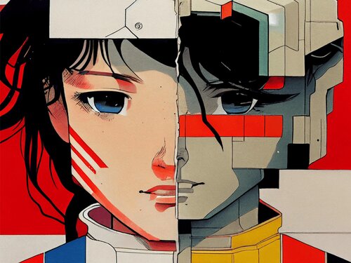 Red Cyborg Giclée Print 30x40 cm - 進化 - Evolution by Roger Haus, Print for Sale on Singulart