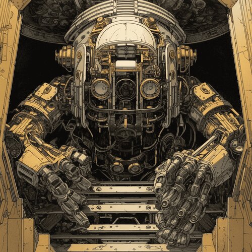 Golden Robot Giclée Print 40x40 cm - マッカーシー - John McCarthy von Roger Haus, Druck kaufen auf Singulart