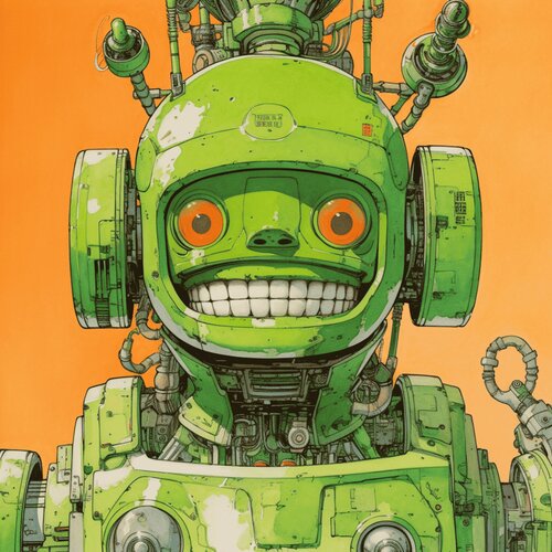 Green Robot Giclée Print 60x60 cm - ヴィタリック - Vitalik Buterin Roger Haus