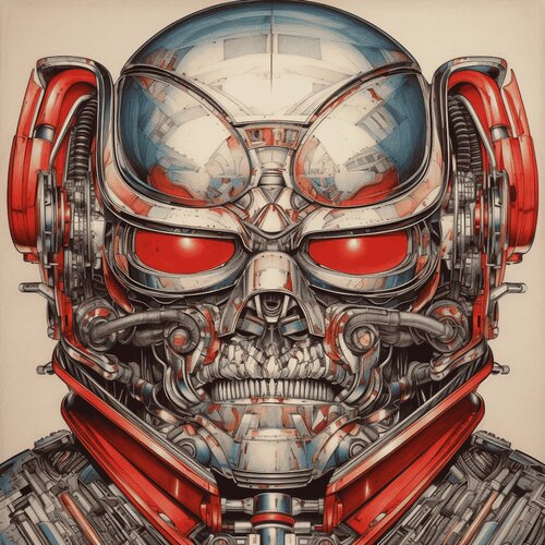 Red Robot Giclée Print 60x60 cm - アシモフ - Isaac Asimov Roger Haus