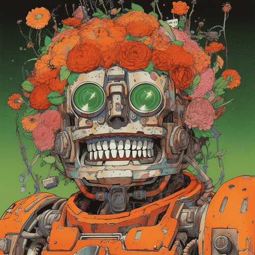 Flower Robot Giclée Print 40x40 cm - エマード - Emad Mostaque Roger Haus