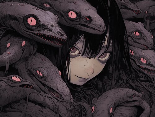 Purple Snakes Giclée Print 50x70 cm - 邪悪な眼差し - Evil Gaze Roger Haus