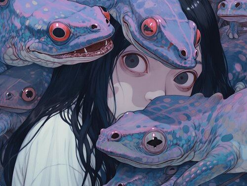 Violet Salamanders Giclée Print 50x70 cm - 目撃者 - Witnesses Roger Haus