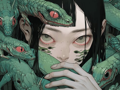 Green Snake Giclée Print 50x70 cm - 第六感 - Sixth Sense Roger Haus