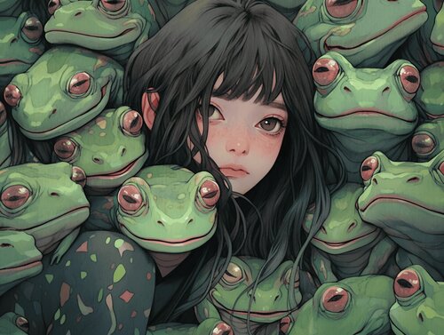 Many Frogs Giclée Print 30x40 cm 家族写真 - Family Photo Roger Haus