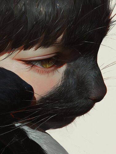 Black Cat Giclée Print 30x40 cm - Animal Instinct #16 di Roger Haus, Stampa in vendita su Singulart